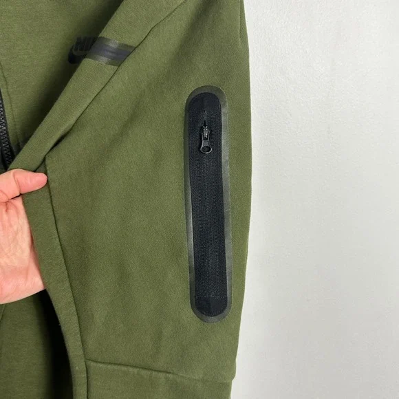 Nike Tech Fleece Windrunner Hoodie Jacket Olive Green Mens Large Full Zip Coat - Picture 9 of 16